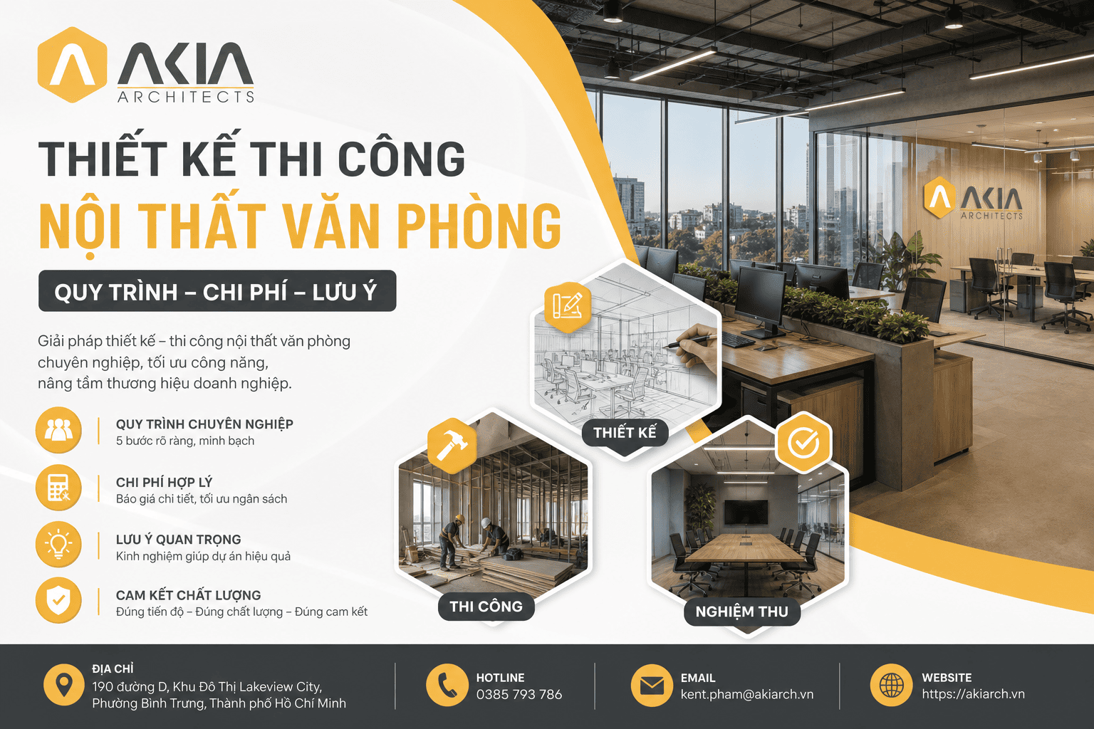 Thiết Kế Thi Công Nội Thất Văn Phòng: Quy Trình, Chi Phí & Lưu Ý